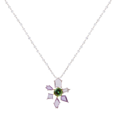 Portrait Cut Fancy Sapphire and Tourmaline Pendant