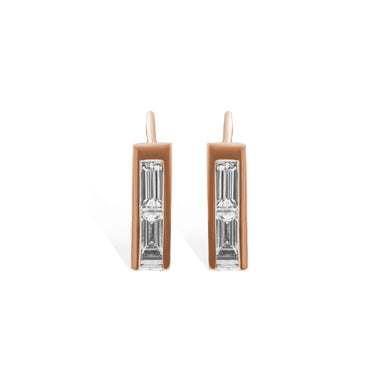 Rose Gold Baguette Diamond Huggies