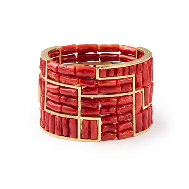 Hinged Coral & Diamond Bracelet