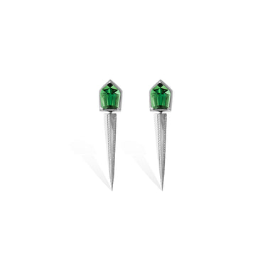 Fancy Shape Green Tourmaline Spike Drop Earrings