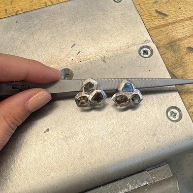 Organic Diamond Slab Earrings