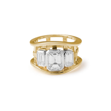 Emerald Cut Trio Skeleton Ring