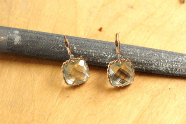 18kt Rose Gold 12.43ct Green Quartz Drop earrings