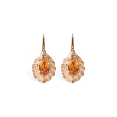 Garnet Leaf Drop Earrings
