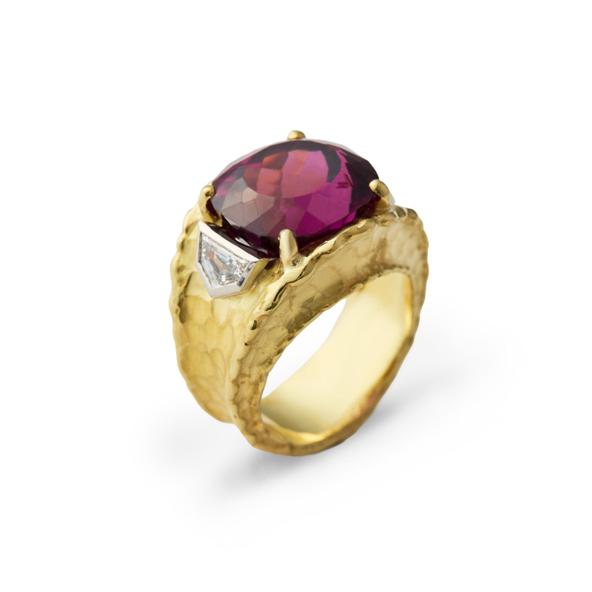 Burnt Edge Domed Rhodolite Garnet Ring