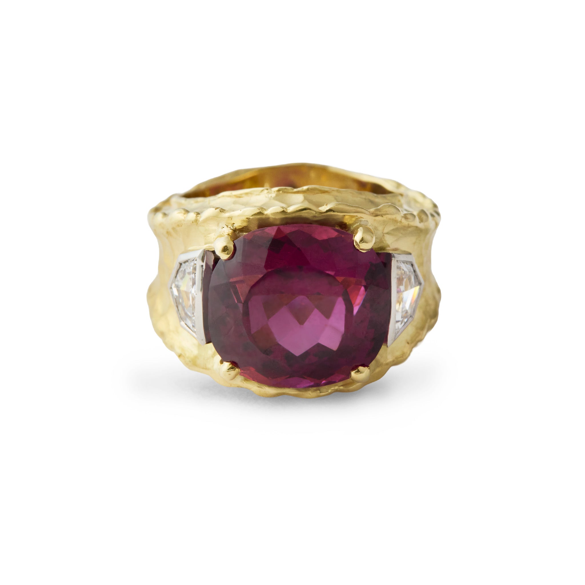 Burnt Edge Domed Rhodolite Garnet Ring
