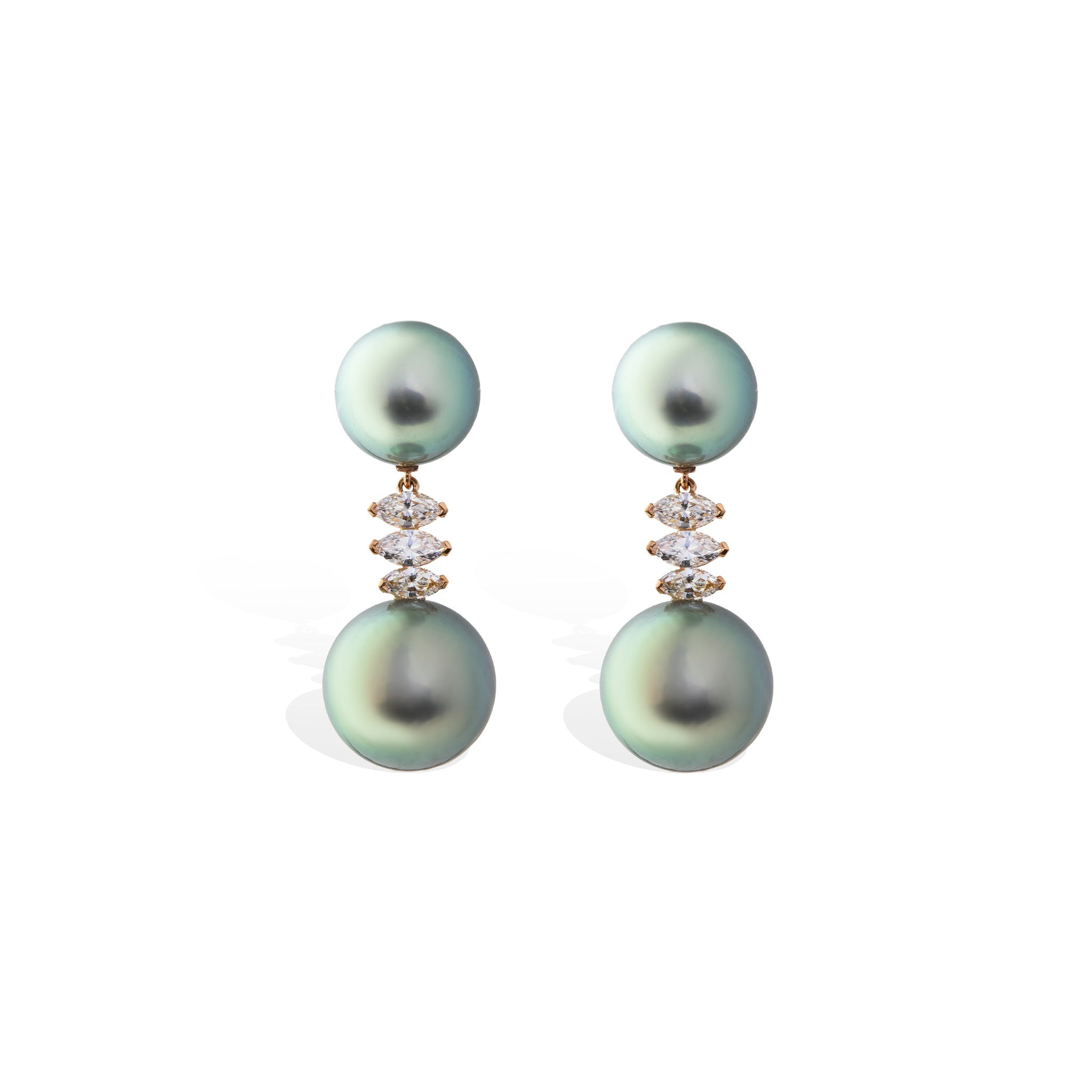 Tahitian Pearl & Diamond Earrings