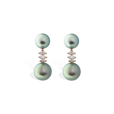 Tahitian Pearl & Diamond Earrings