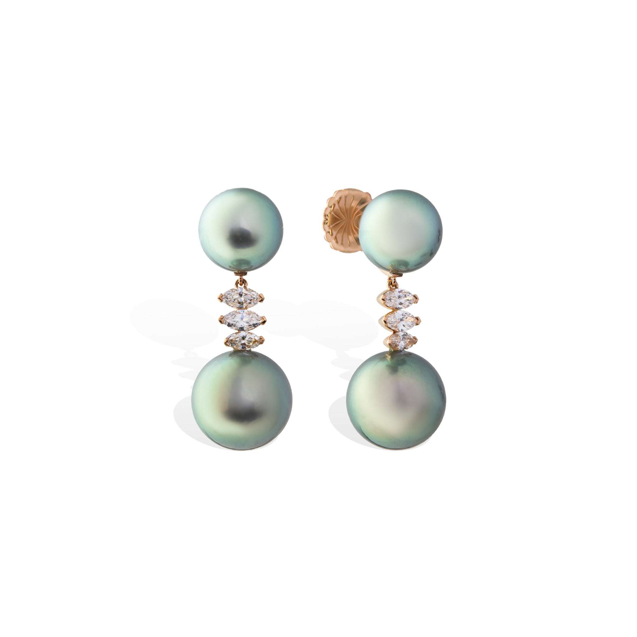 Tahitian Pearl & Diamond Earrings