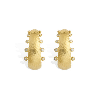 Burnt Edge Bezel Diamond Hoops