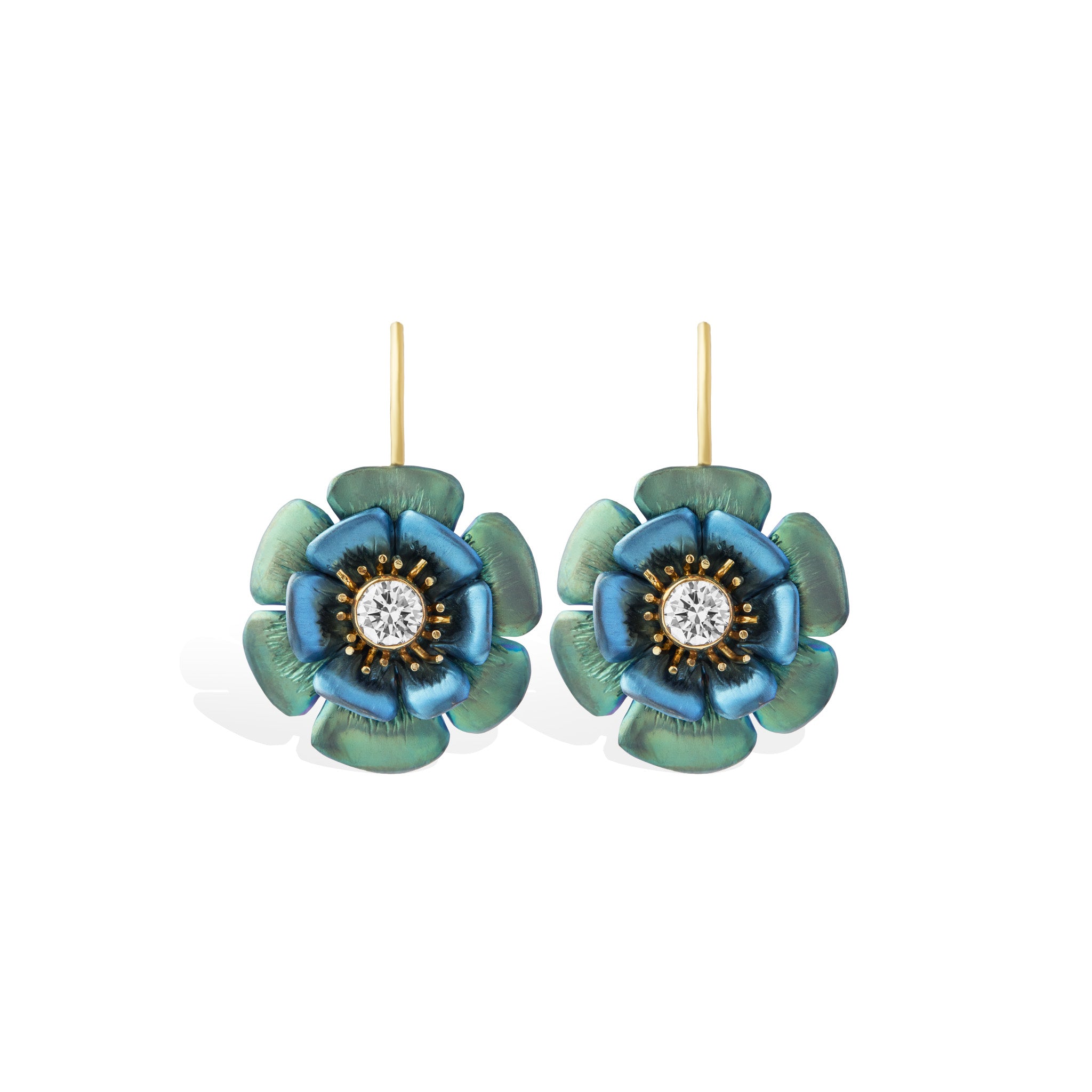 Titanium Flower Diamond Earrings