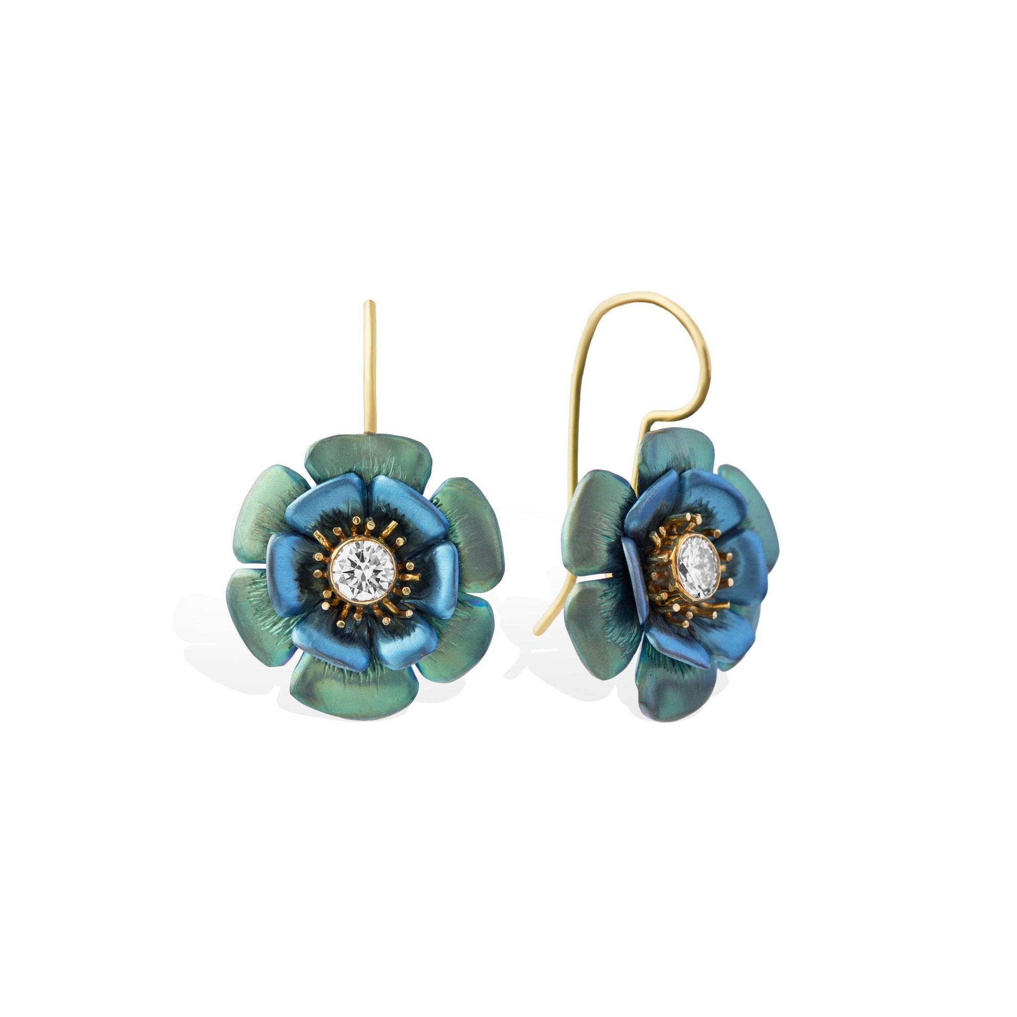 Titanium Flower Diamond Earrings