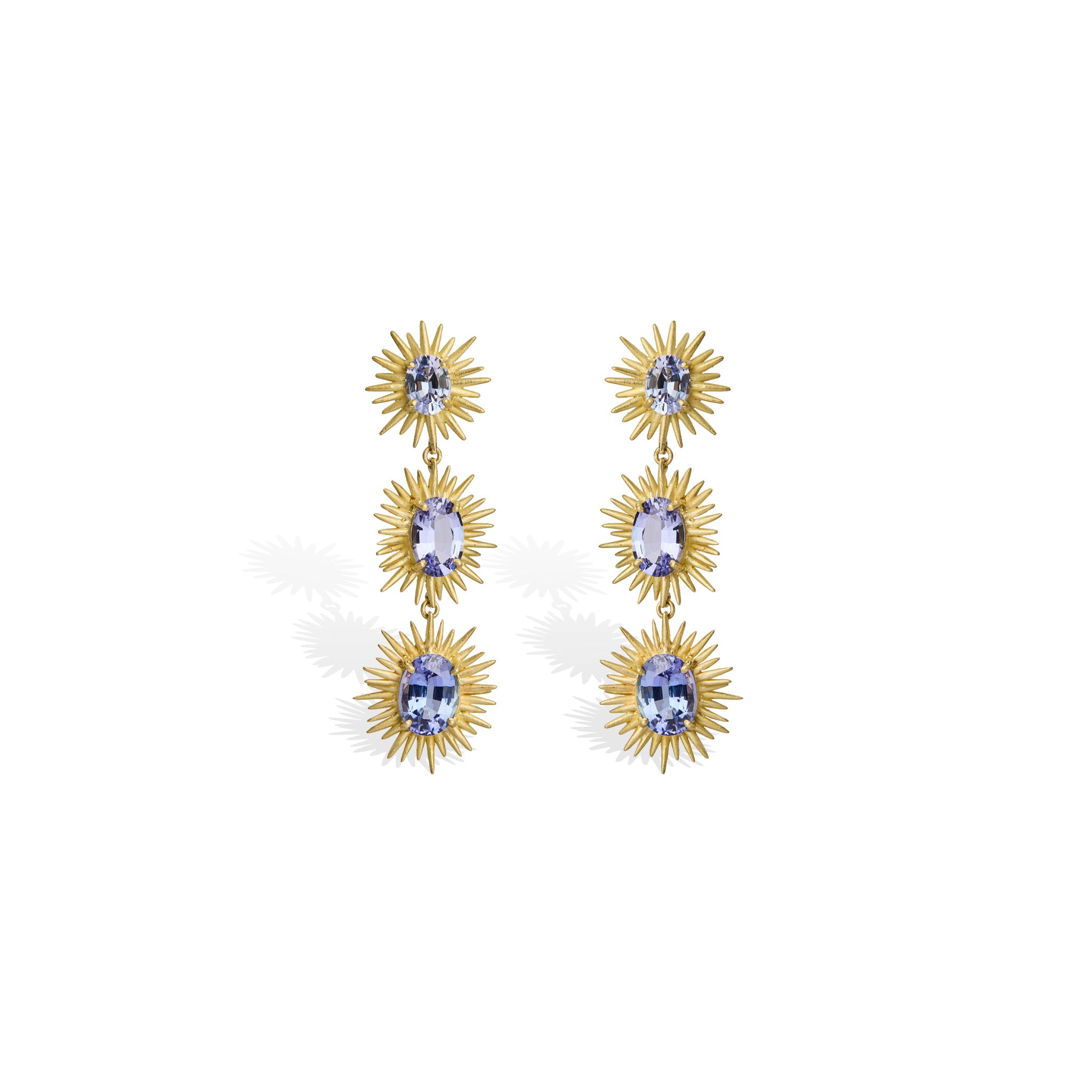 Triple Spike Tanzanite Earrings