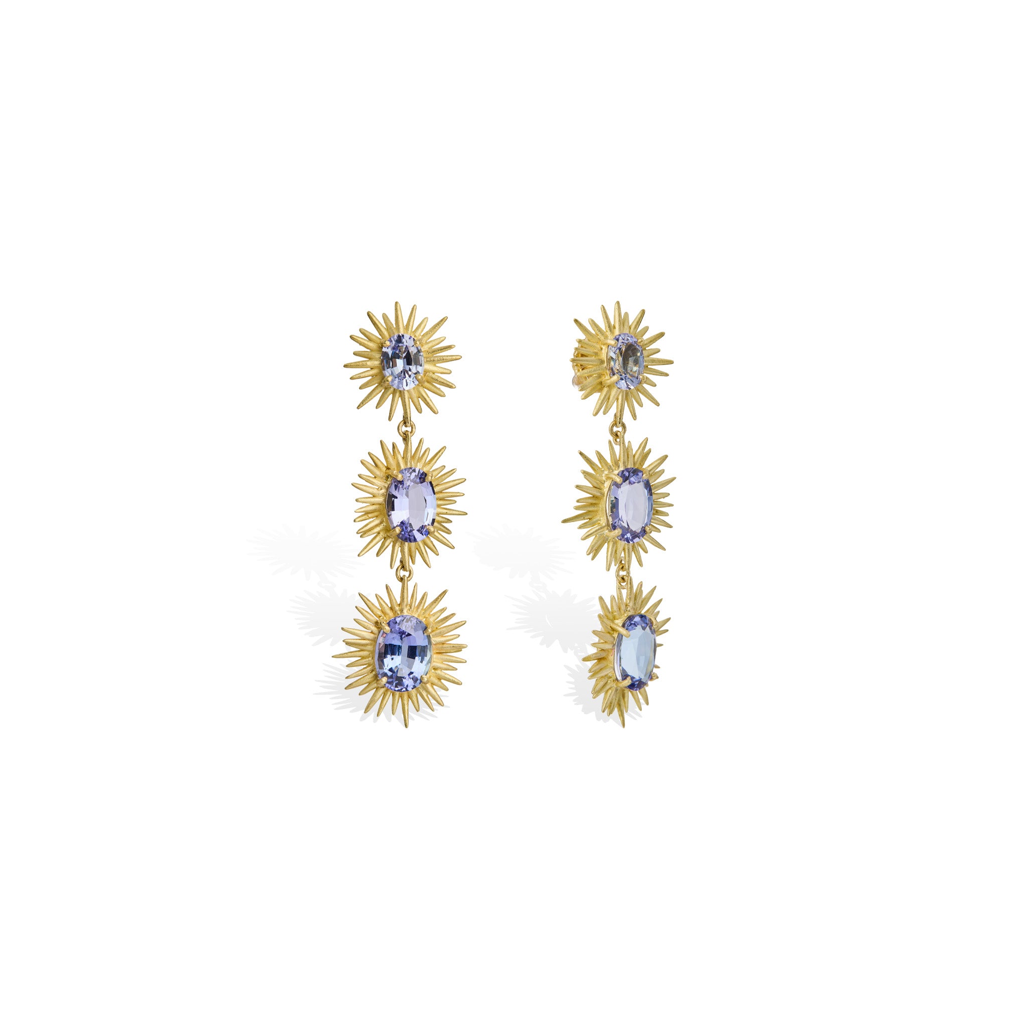 Triple Spike Tanzanite Earrings