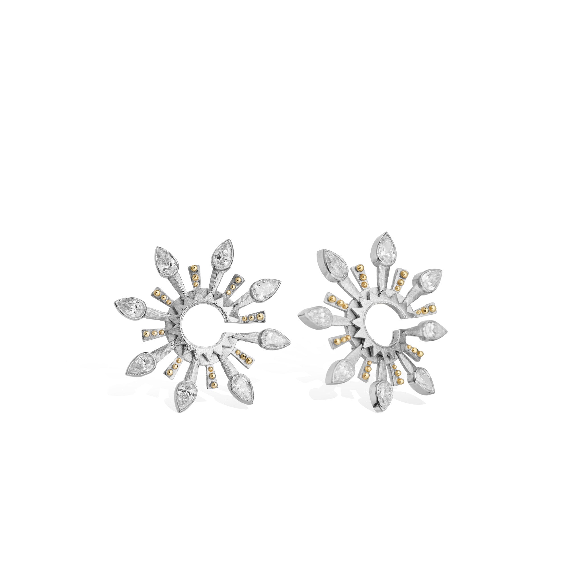 Architectural Pear Shape Diamond Earrings