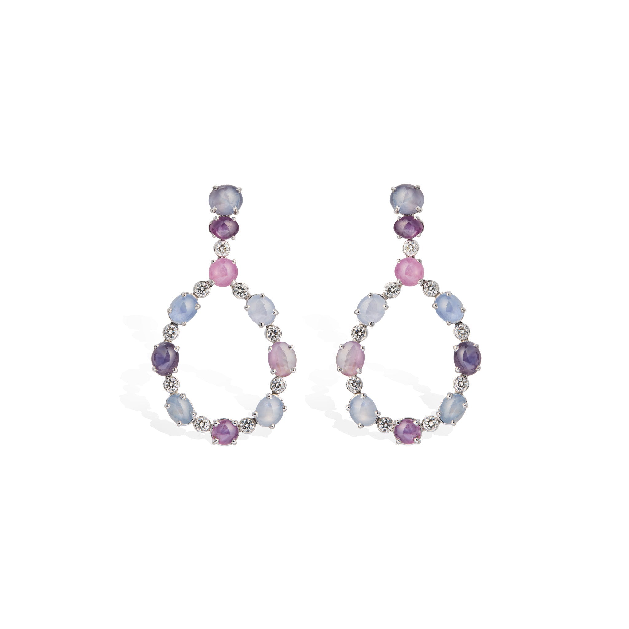 Star Sapphire & Diamond Earrings