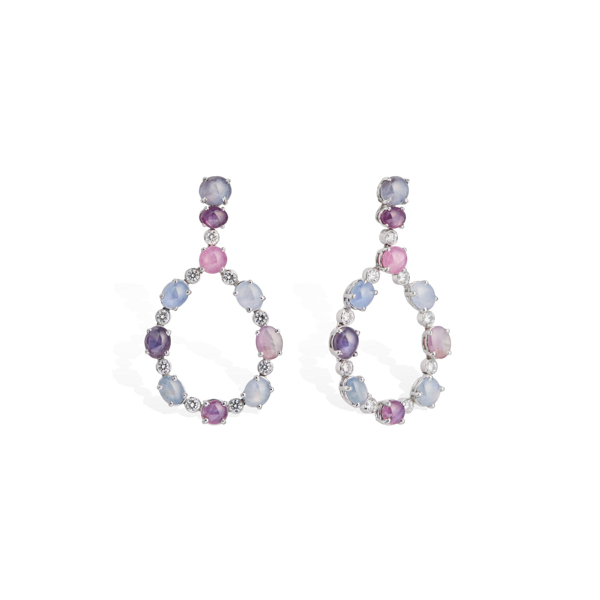 Star Sapphire & Diamond Earrings