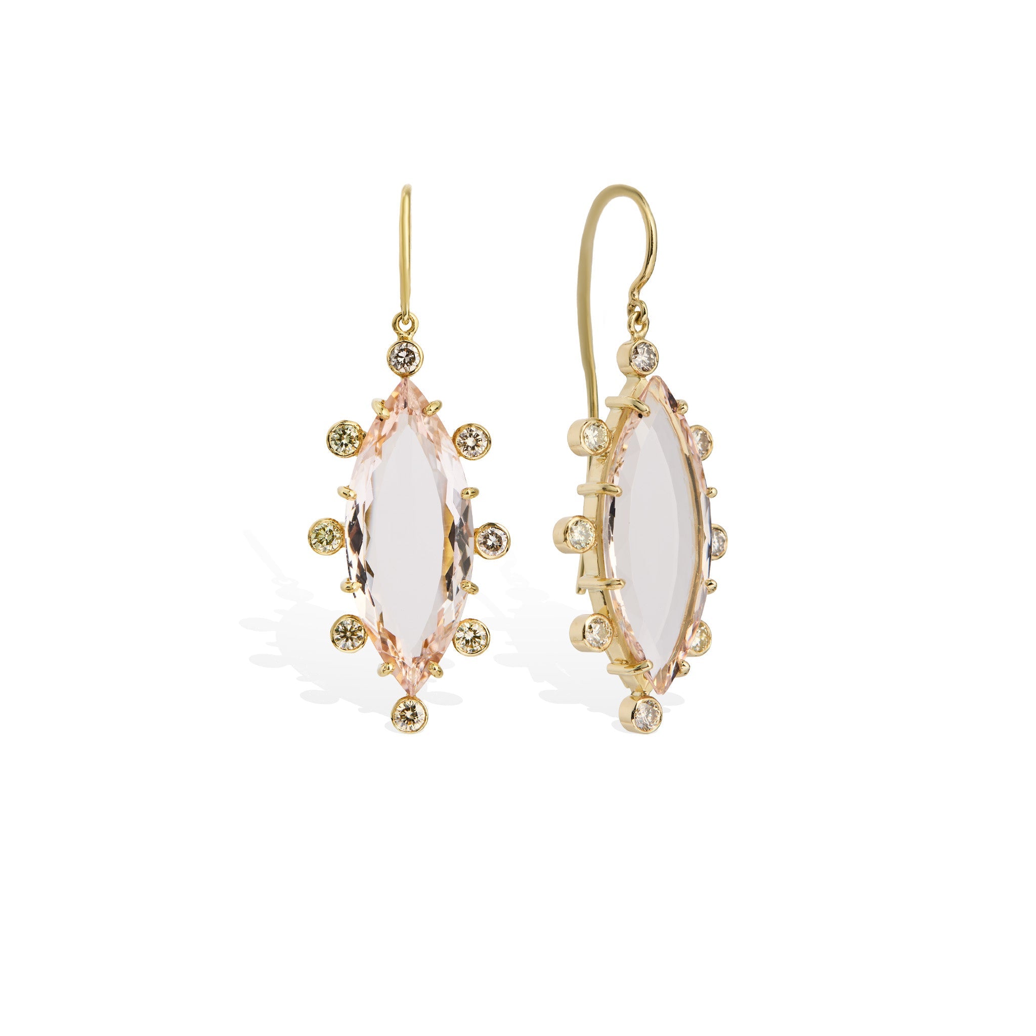 Morganite and Champagne Diamond Drops