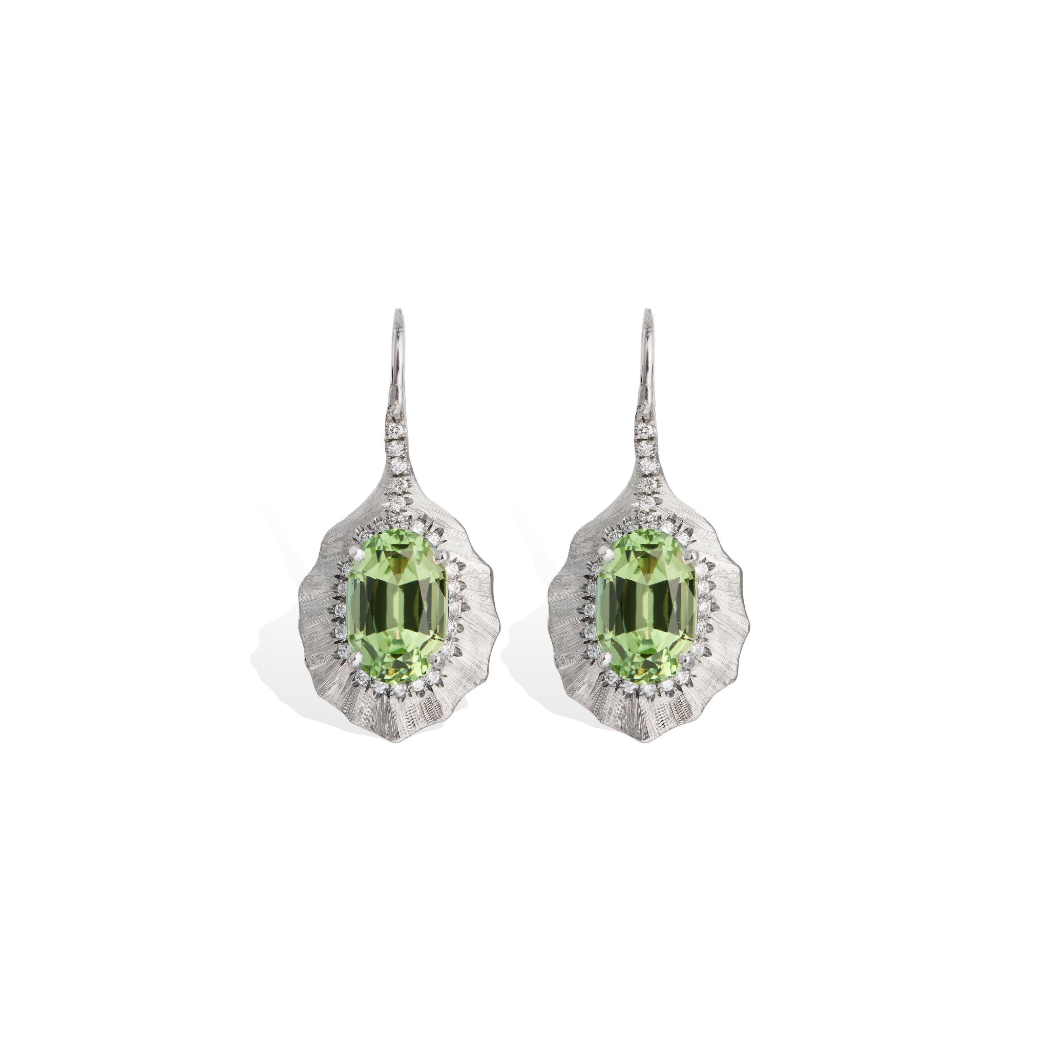 Mint Tourmaline Leaf Drop Earrings