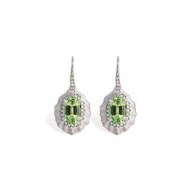 Mint Tourmaline Leaf Drop Earrings