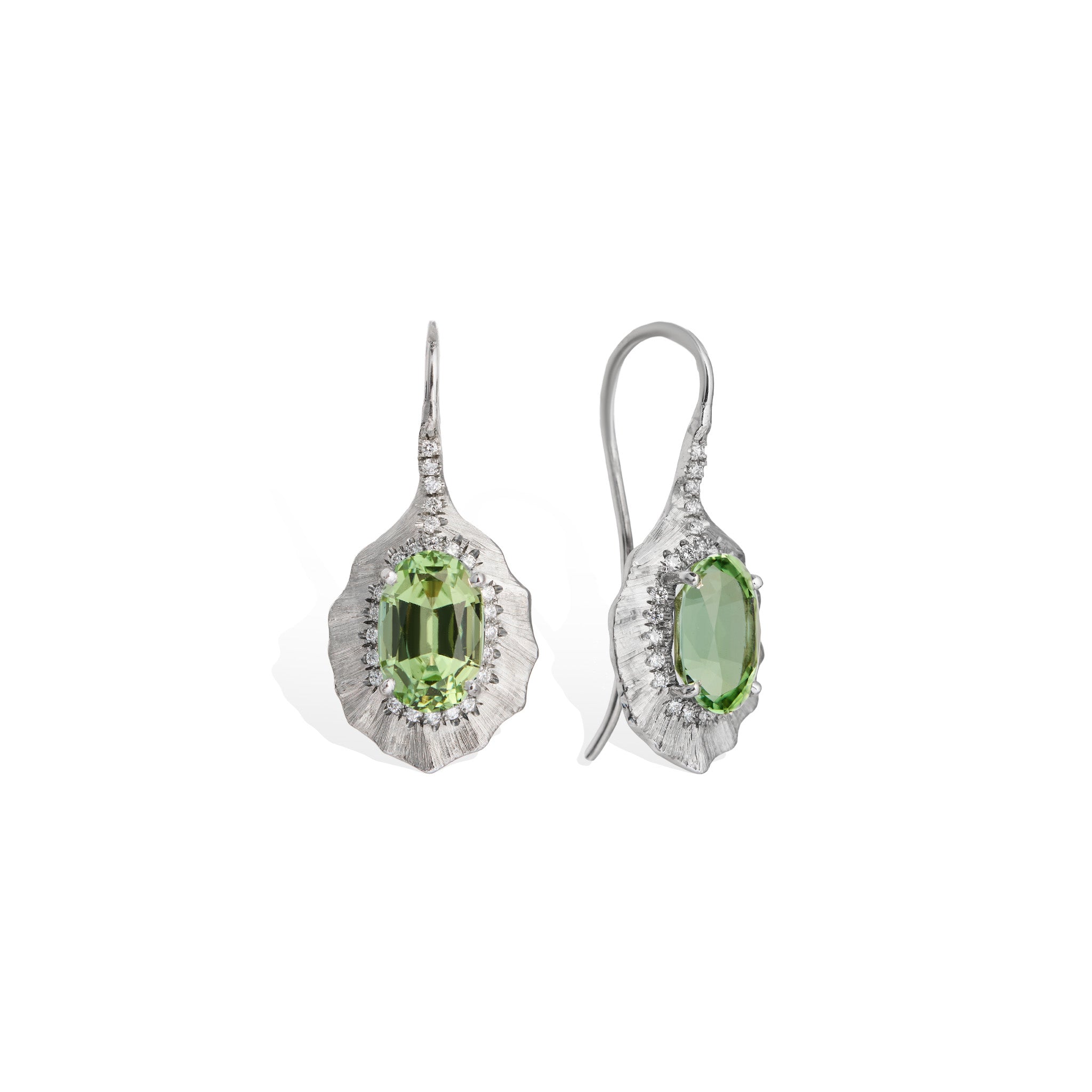 Mint Tourmaline Leaf Drop Earrings