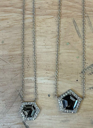 Hex Black Diamond Pendant Necklace